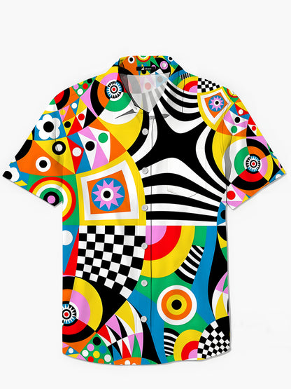 Geometrie Herren -Taschen -Kurzarmhemden