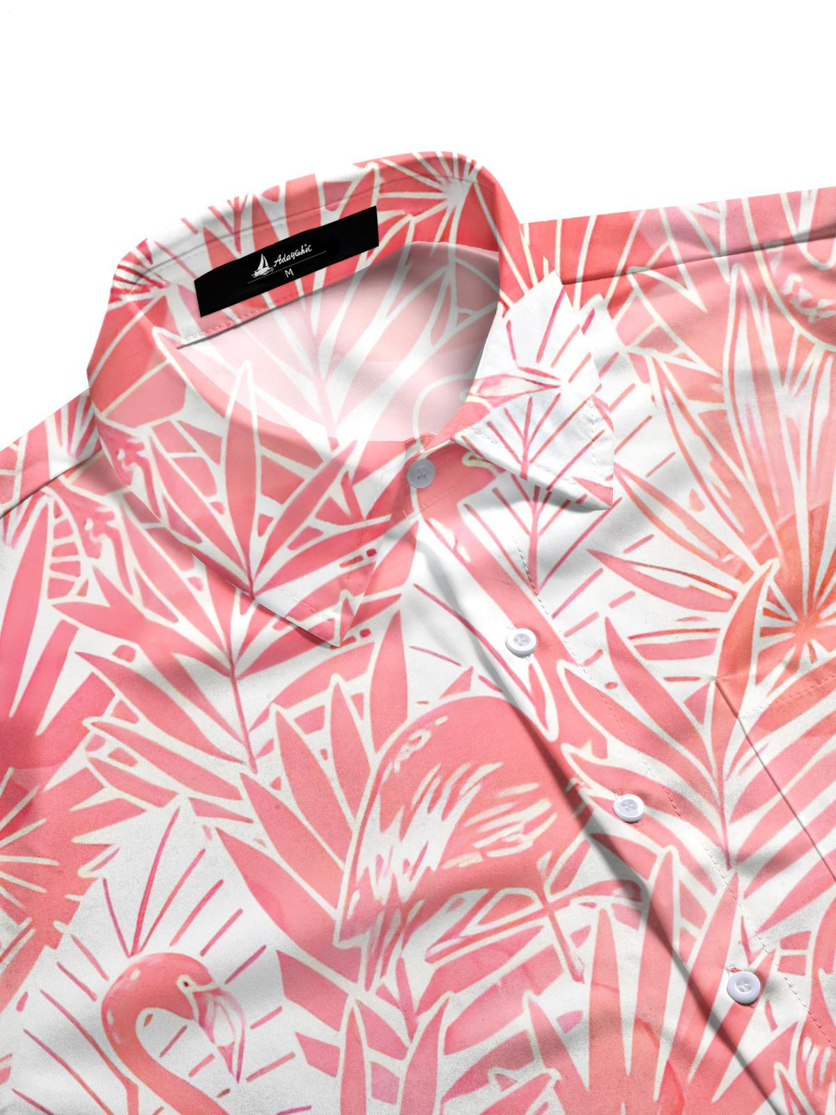 Flamingo Print Herren -Tasche Kurzarm Shirts