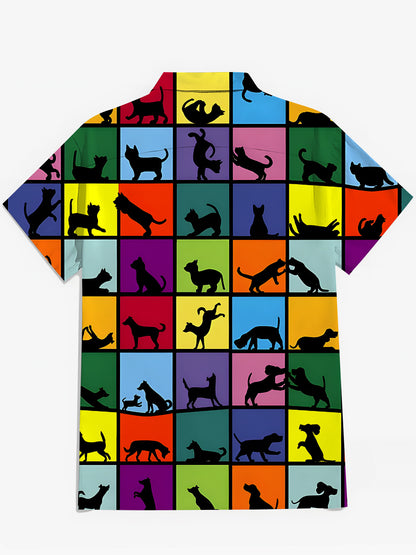 Katze -Hund -Taschen -Taschen -Kurzarmhemden