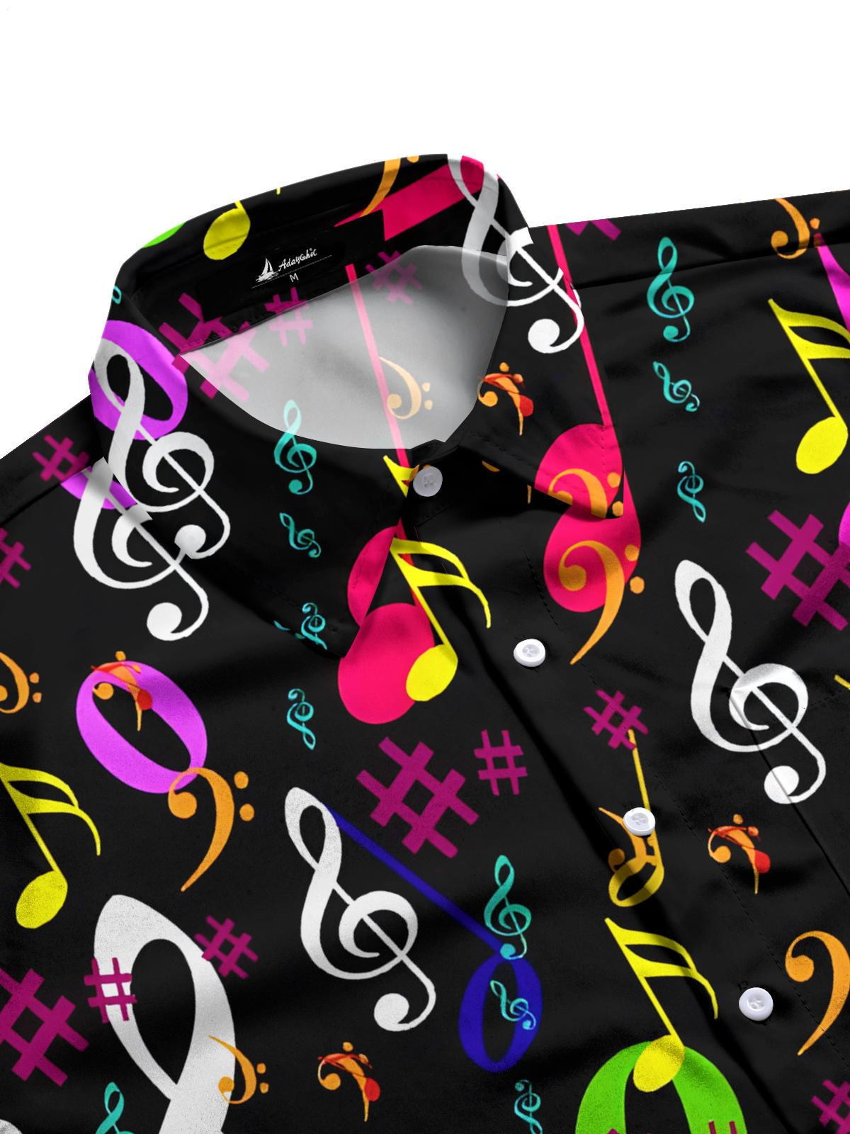Musical Note Print Herren -Tasche Kurzarm Shirts