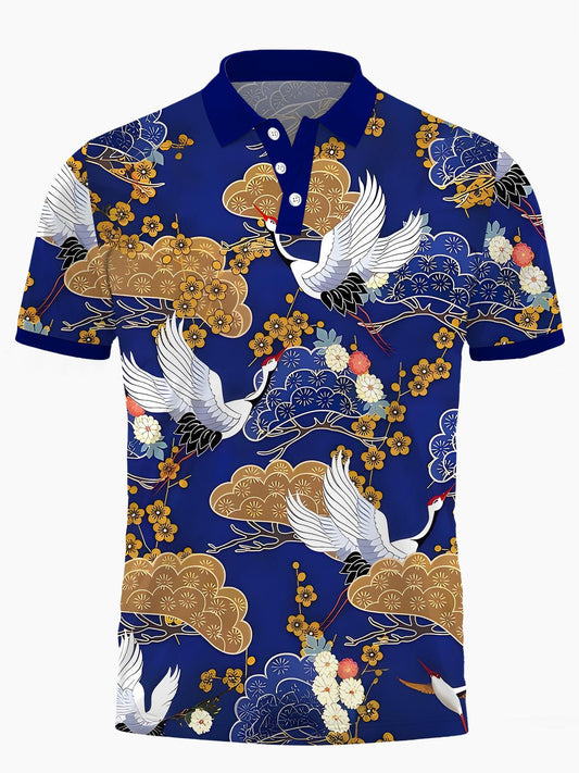 Crane Herren Kurzarmknopf Poloshirt