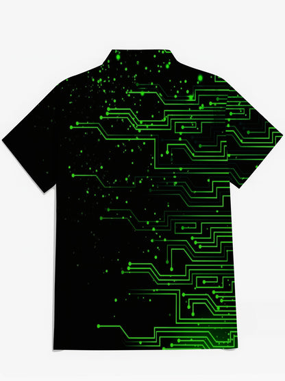 Geometrische Print -Herren -Taschen -Kurzärmel -Shirts