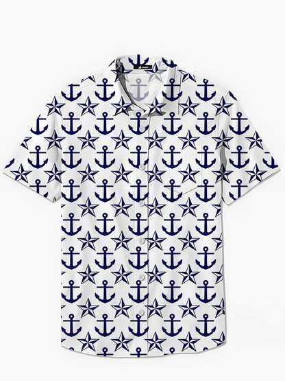 Ankerdrucken Herren -Tasche Kurzarm Shirts