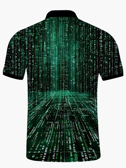 Code -Polo -Shirt Für Männer Mit Kurzem Ärmelknopf Drucken