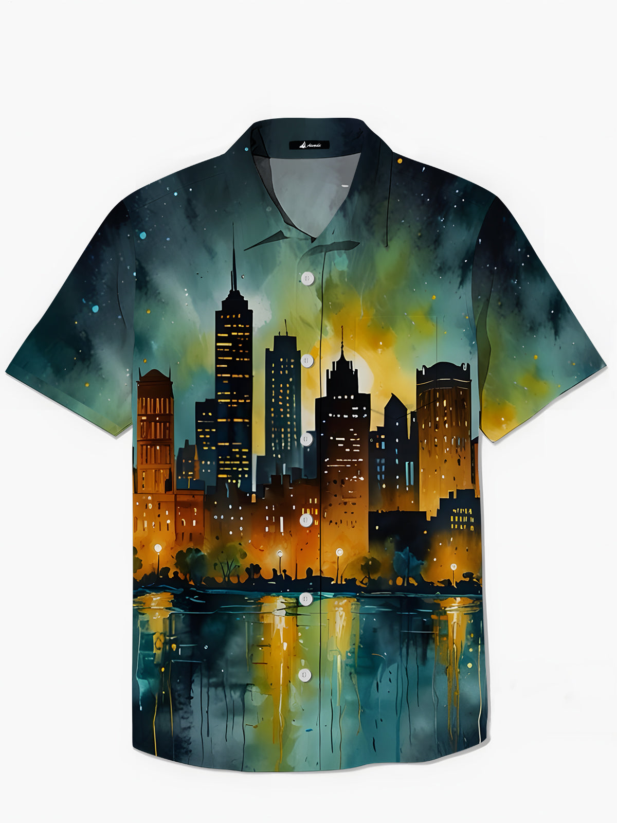 City Night Landscape Print Herren -Tasche Kurzarm Shirts