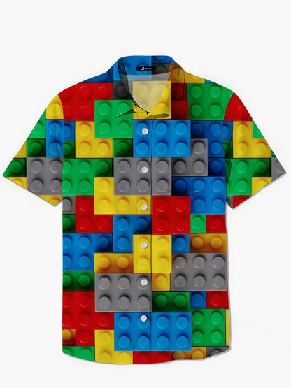 Building Block Print Herren -Tasche Kurzarm Shirts