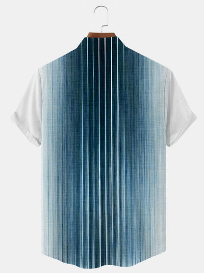 Geometrie Herren -Tasche Kurzarm -Standkragen Hemden