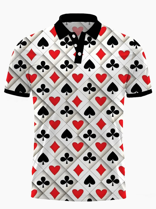 Poker -Druckkurzhemd Für Kurzärmel -Knopftaste